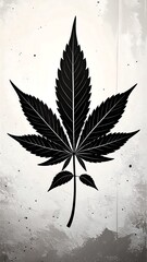 Monochrome cannabis leaf graphic