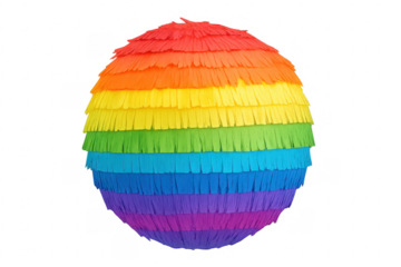 Round rainbow piñata celebrating colorful party decoration