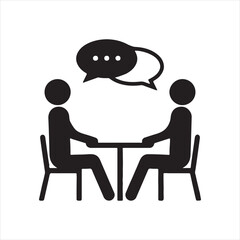 Black and white silhouette a business meeting or collaboration isolated on transparent background.