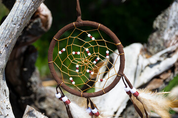 Small Brown Leather Dreamcatcher