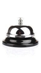 Polished chrome bell, black base, hotel style