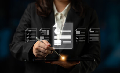 Naklejka premium Cloud-based document systems improve access, security, and workflow, enabling paperless, productive online file and document management. Latch