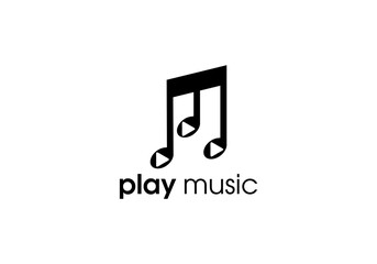 Play music Logo design, Template Design Vector, Emblem, Design Concept, Creative Symbol