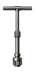 Adjustable lapping tool with T-handle for valve seat repair on cylinder heads.