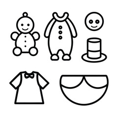 Cute Baby Icon Collection on White Background