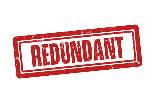 redundant (redundant) - A red stamp, isolated on white background.