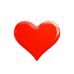 Glossy 3d heart icon in realistic style. Red heart isolated on white background. Love symbol for greeting card, banner, social networks, celebration Valentine's Day. Vector illustration