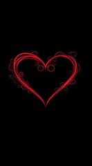 A red infinity symbol with heart-shaped swirls on a black background, symbolizing endless love 