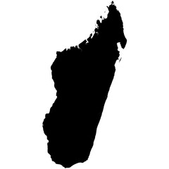 Editable detailed black vector silhouette of the country of Madagascar.