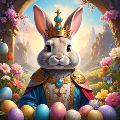 Easter bunny king in a floral setting