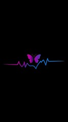 A simple logo design featuring an ECG line with butterfly silhouette, set against black background.
