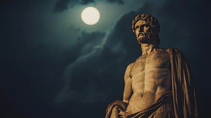 Obraz premium Dark Ominous Sky with Statue of Mercury the God of Commerce