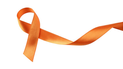 Orange awareness ribbon isolated on transparent background