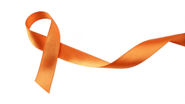 Orange awareness ribbon isolated on transparent background