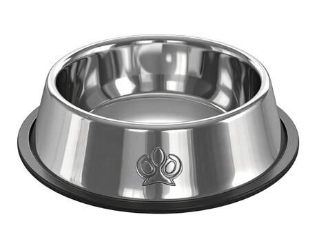 silver bowl isolated on white, hayvan mama kabı