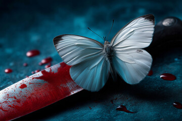 butterfly on a blood knife