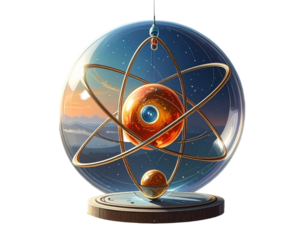 atom model on black background