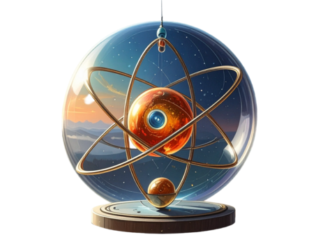 atom model on black background