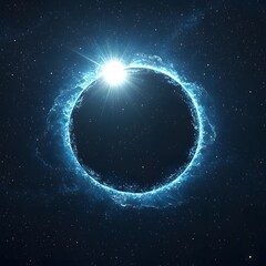 A Bright Star at the Edge of a Solar Eclipse Surrounded by Light