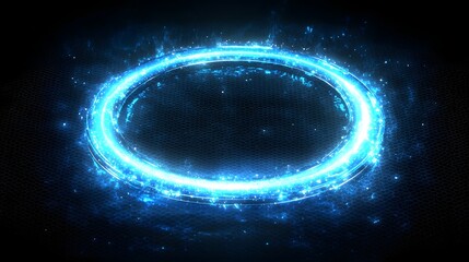 Shiny Three Dimensional Blue Halo with Nimbus Effects on Dark Background