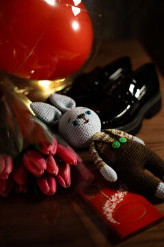 Romantic Gift Arrangement with Flowers, Toy, Chocolate and Balloon 