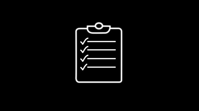 Checklist check mark icon on to do list document paper animation background.
