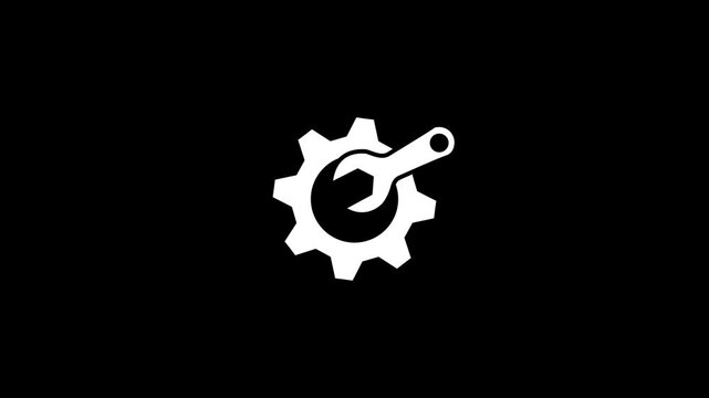 Wrench and cog wheel icon, repair tool icon animation.