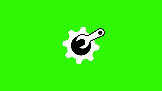 Wrench and cog wheel icon, repair tool icon animation.