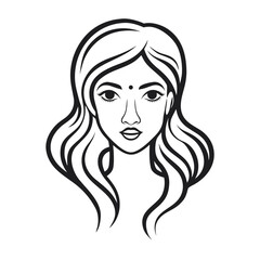 Elegant Woman with Bindi in Line Art