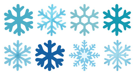 PNG Blue snowflakes winter decoration variety, element set on transparent background