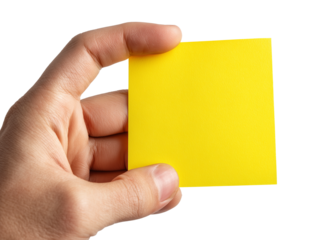 Hand holding yellow sticky note