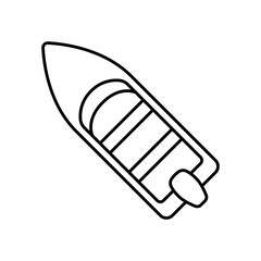 Motorboat icon. Black outline linear silhouette. Editable strokes. Top view. Vector simple flat graphic illustration. Isolated object on a white background.