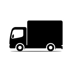Van icon. Delivery truck. Black silhouette. Side view. Vector simple flat graphic illustration. Isolated object on a white background.