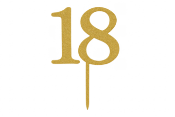 Gold glitter number 18 cake topper celebrating coming of age