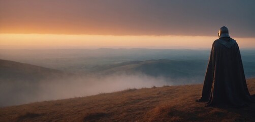 Silhouette of Destiny: Knight at Sunset