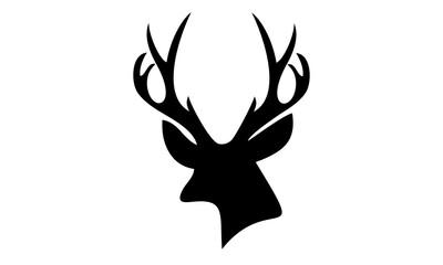 deer head silhouette with large antler vector