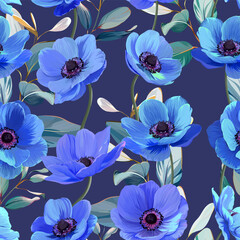 Pattern with summer and spring flowers. Vector floral pattern with bright flowers. For paper, fabric, packaging and interior design. 
