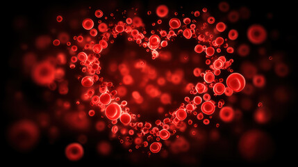 Red blood cells in shape of hearts - love in our veins