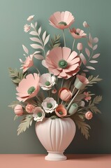 Elegant pastel floral arrangement with modern vase for sophisticated interior design projects