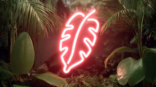 Luz de ne&oacute;n con forma de hoja