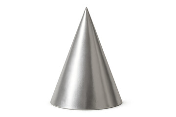 Shiny silver metallic conical party hat object