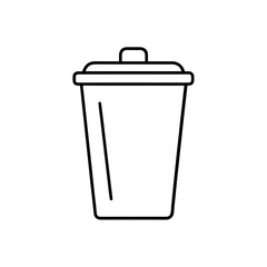 Simple outline of trash bin on transparent background