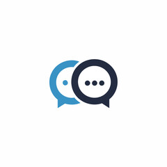 Modern Vector Illustration of Overlapping Blue and Navy Chat Bubbles for Communication