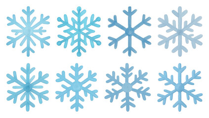 Fototapeta premium PNG Various blue snowflake designs, element set on transparent background