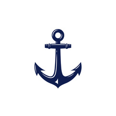 Classic Nautical Anchor Vector Illustration in Dark Navy Blue