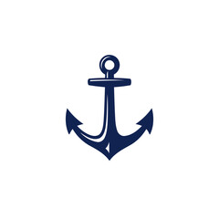Classic Navy Blue Nautical Anchor Vector Illustration