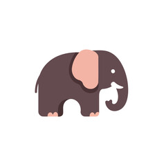 Minimalist Brown and Pink Elephant Vector Illustration in Flat Design Style