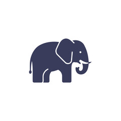 Minimalist Dark Blue Elephant Vector Illustration with White Outlines