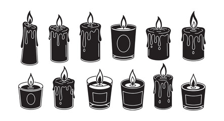 Bundle of candles silhouette vector illustration
