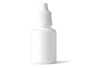 White plastic dropper bottle, blank label, isolated on white